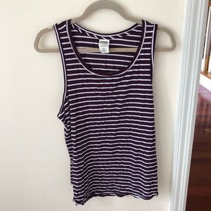 PINK Maroon & White Stripe Tank